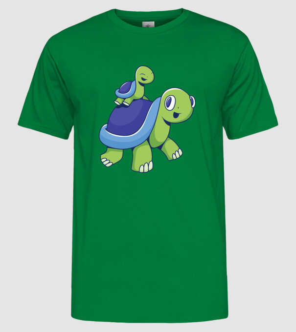 Familie țestoase drăguțe model verde pe tricou