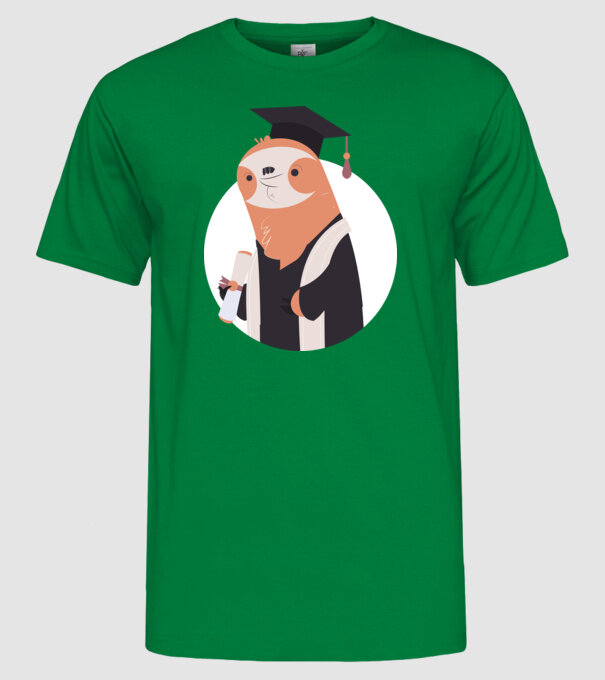Leneș cu diplomă pentru absolvire model verde pe tricou