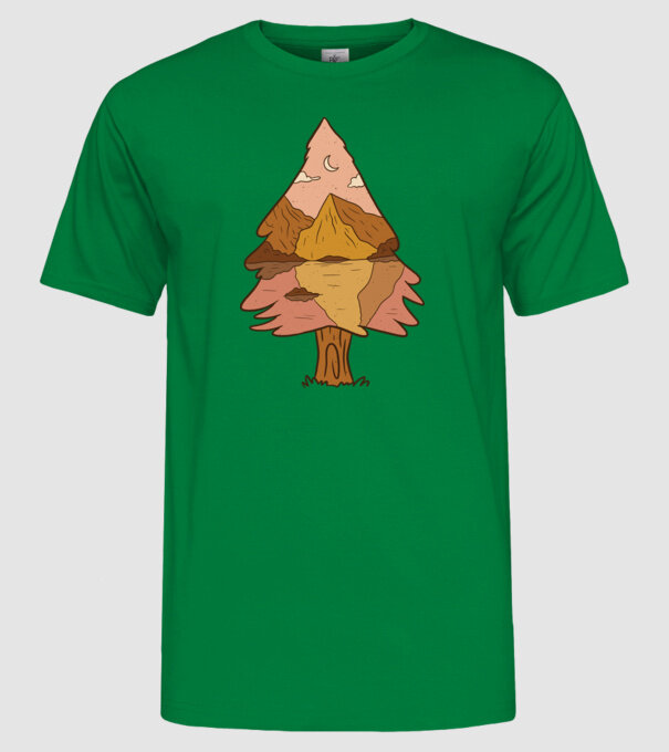 Brad Natură model verde pe tricou
