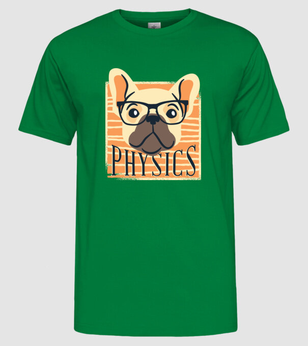 Câine Fizică model verde pe tricou
