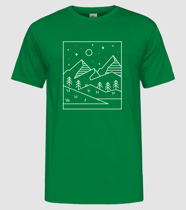 Peisaj geometric model verde pe tricou