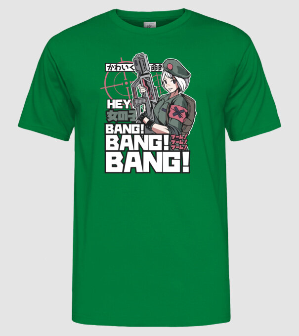Fată Anime Gerilla model verde pe tricou
