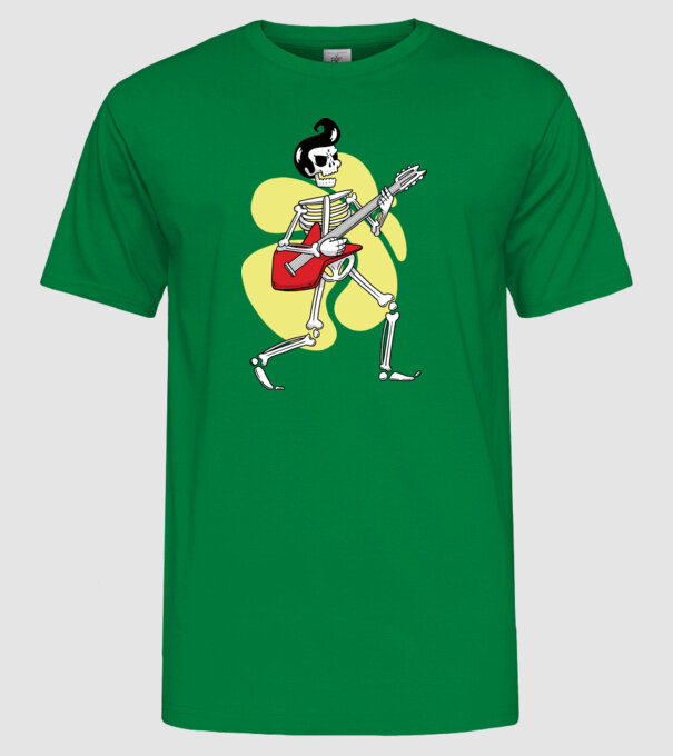 Schelet Elvis cu chitară model verde pe tricou