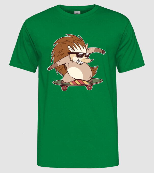 Arici Skateboarder model verde pe tricou