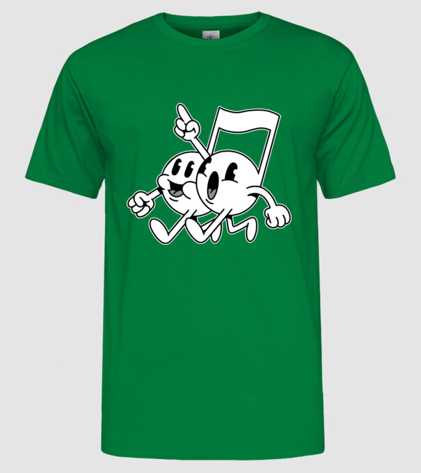 Note muzicale model verde pe tricou