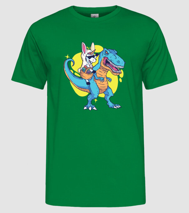 Dinozaur de Paște model verde pe tricou