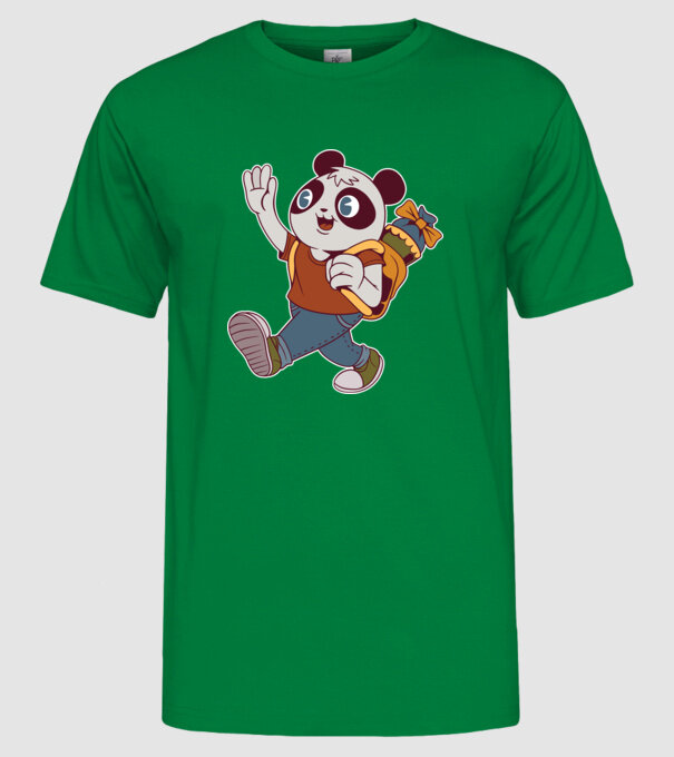 Panda școlar model verde pe tricou
