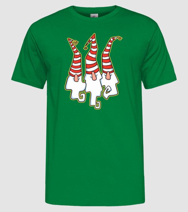 Elfi de Crăciun model verde pe tricou
