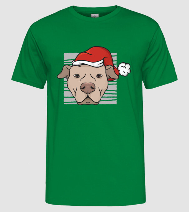 Pitbull de Crăciun model verde pe tricou