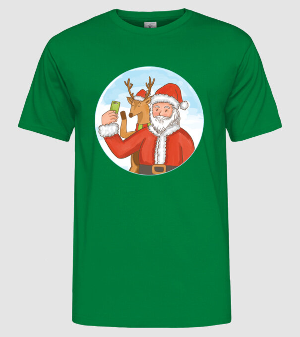 Selfie de Crăciun model verde pe tricou