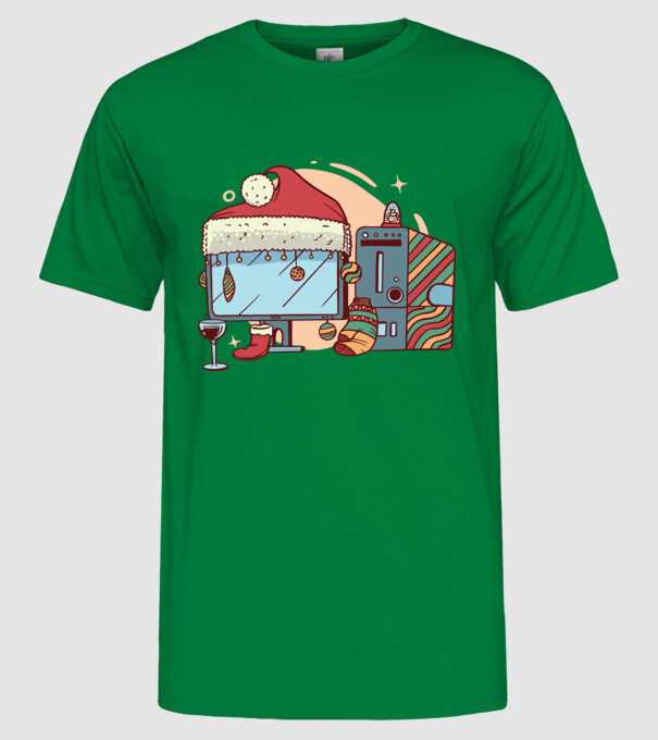 Computer de Crăciun model verde pe tricou