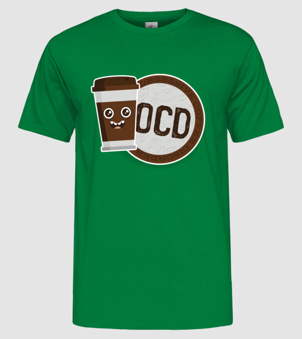 Cafea Dragoste și dependență model verde pe tricou