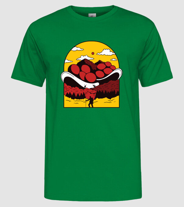 Excursie în munți model verde pe tricou