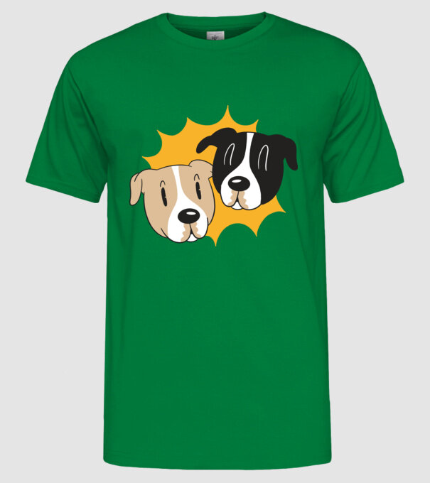 Capete de câini model verde pe tricou