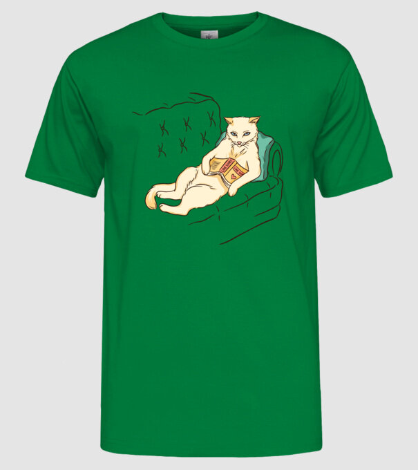 Odihnă Pisică model verde pe tricou