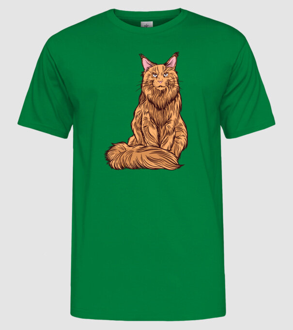 Pisică Maine Coon model verde pe tricou