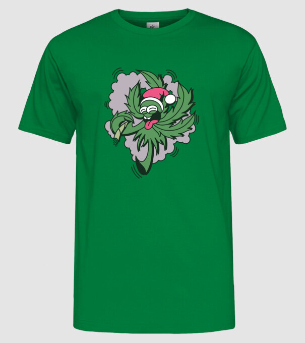 Marijuana Santa model verde pe tricou