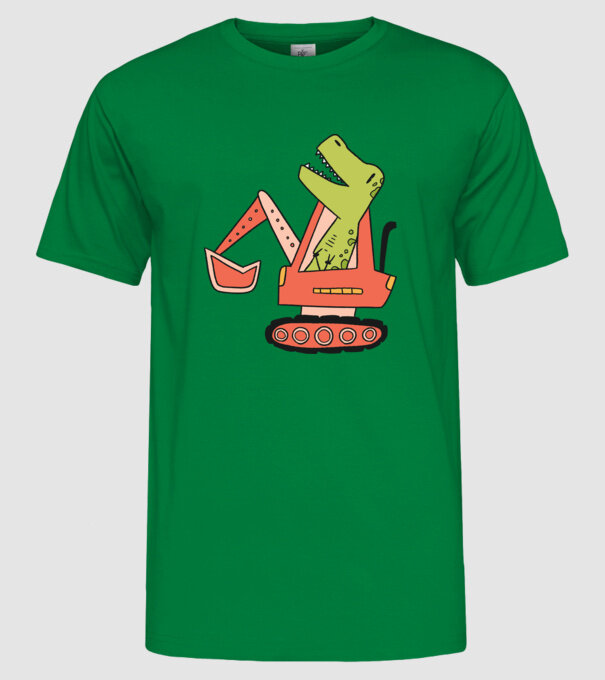 Excavator dinozaur model verde pe tricou