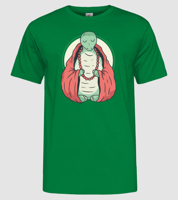 Broasca țestoasă care meditează model verde pe tricou