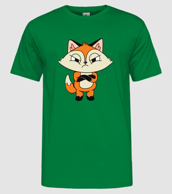 Vulpe furioasă model verde pe tricou