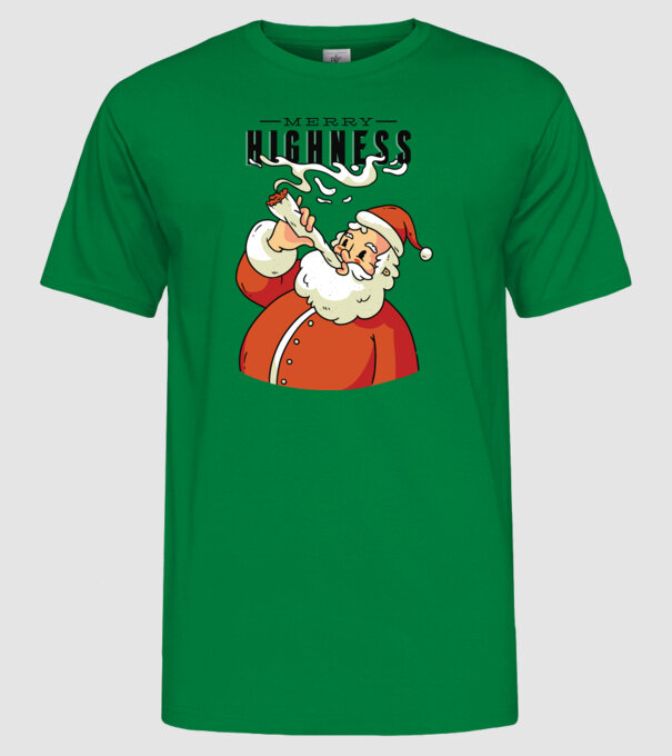 Merry Highness Mikulás fumează iarbă model verde pe tricou