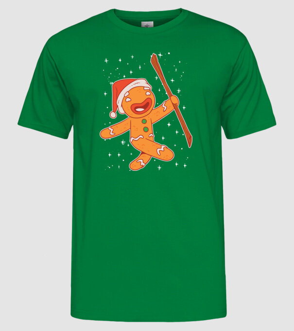 Turtă dulce Moș Crăciun tricou model verde pe tricou