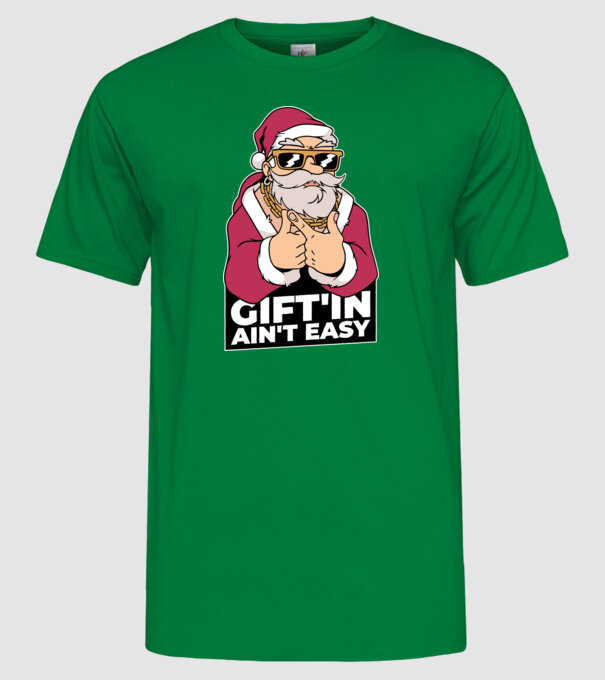 Moș Crăciun Gangster - tricou amuzant Crăciun model verde pe tricou