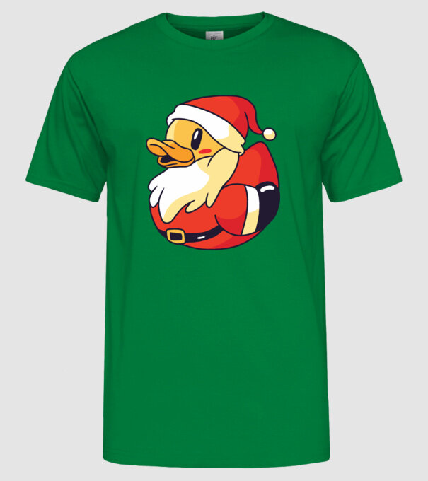 Tricou Moș Crăciun Rață model verde pe tricou