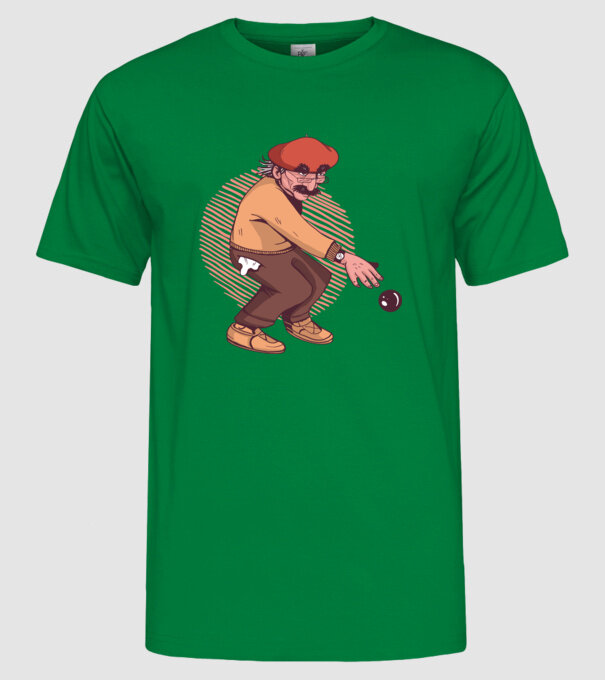 Petanque bătrân model verde pe tricou