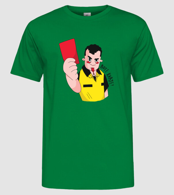 Cartonaș roșu model verde pe tricou