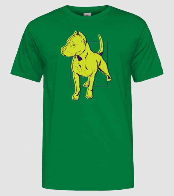 Câine Pitbull model verde pe tricou