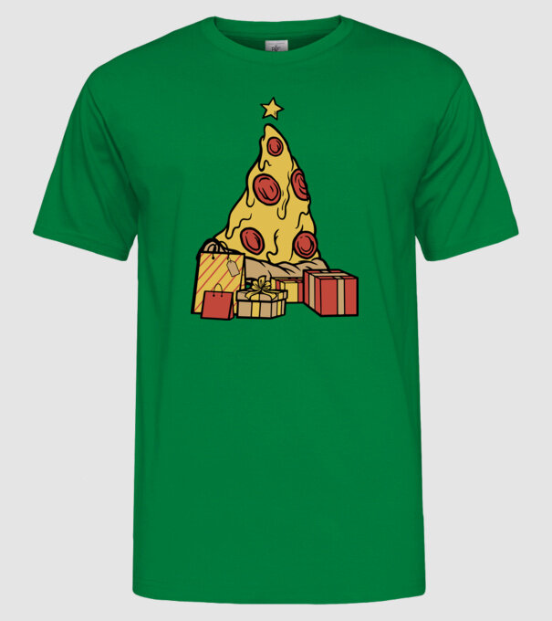 Pizza pom de Crăciun model verde pe tricou