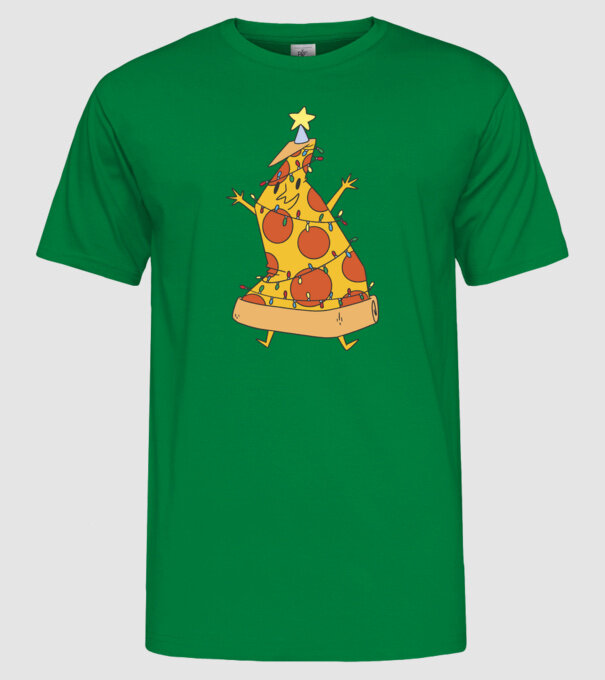 Pizza pom de Crăciun model verde pe tricou