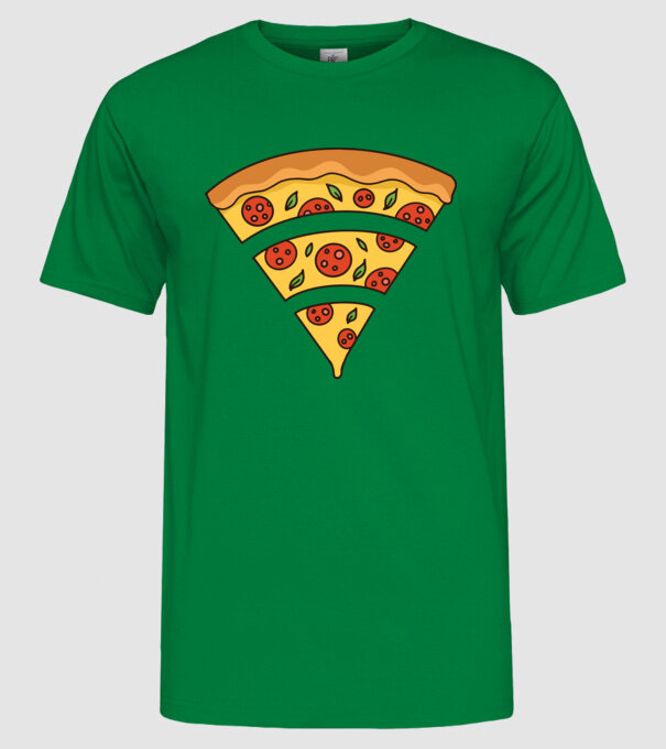 Felie de pizza Wifi model verde pe tricou