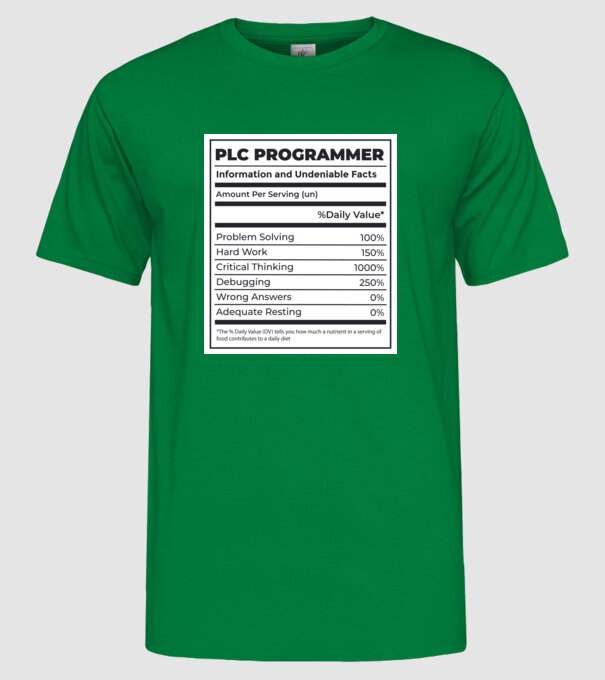 Programator PLC model verde pe tricou