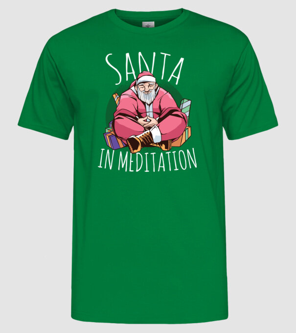 Santa Meditație model verde pe tricou