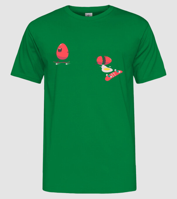 Skateboard Eggs model verde pe tricou