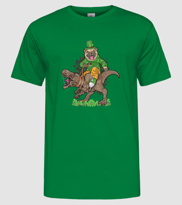 Sfântul Patrick Mops dinozaur model verde pe tricou