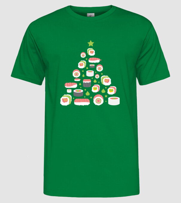 Pom de Crăciun Sushi model verde pe tricou