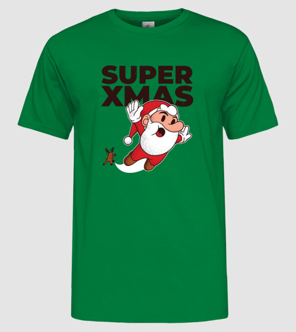 Super Moș Crăciun tricou de Crăciun model verde pe tricou