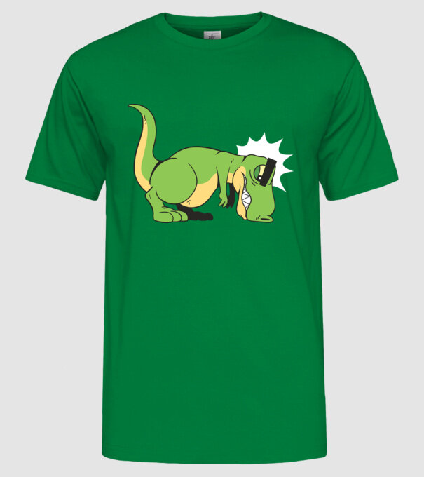 T-rex Push-up model verde pe tricou
