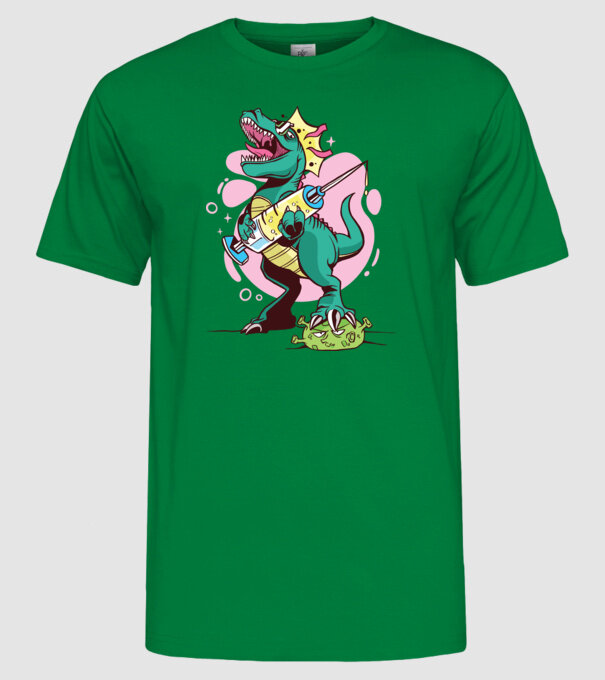 T-rex Vaccin model verde pe tricou