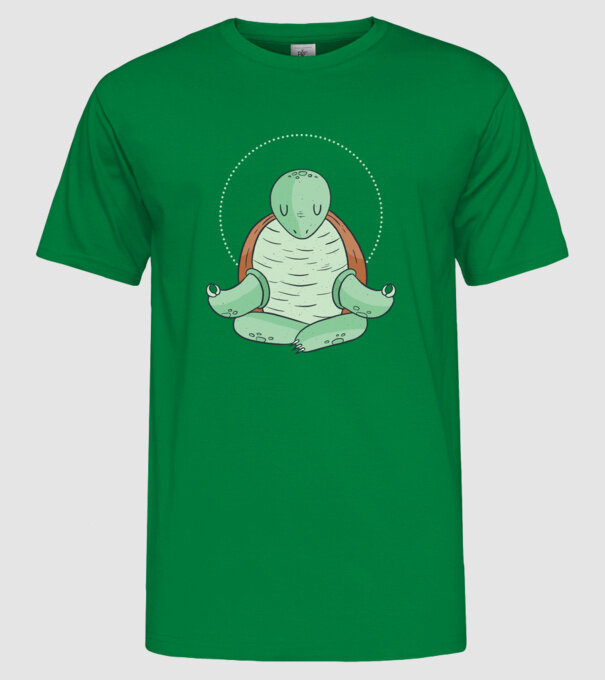 Broască țestoasă Yoga model verde pe tricou
