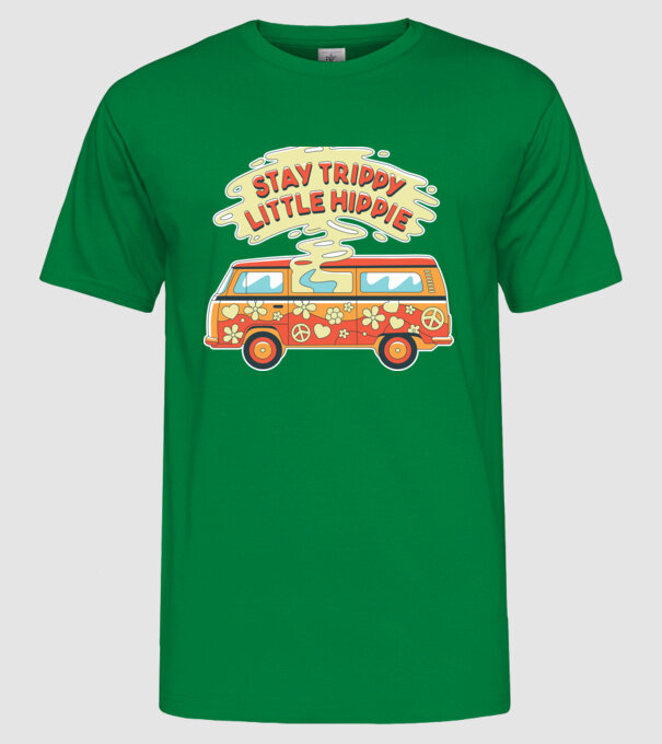 Trippy Microbuz Hippi model verde pe tricou