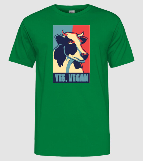 Yes, Vegan model verde pe tricou