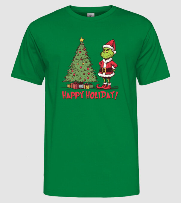 Happy Holiday Grinch model verde pe tricou