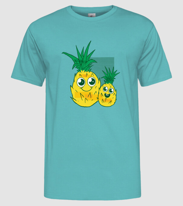 Familie Ananas model turcoaz pe tricou