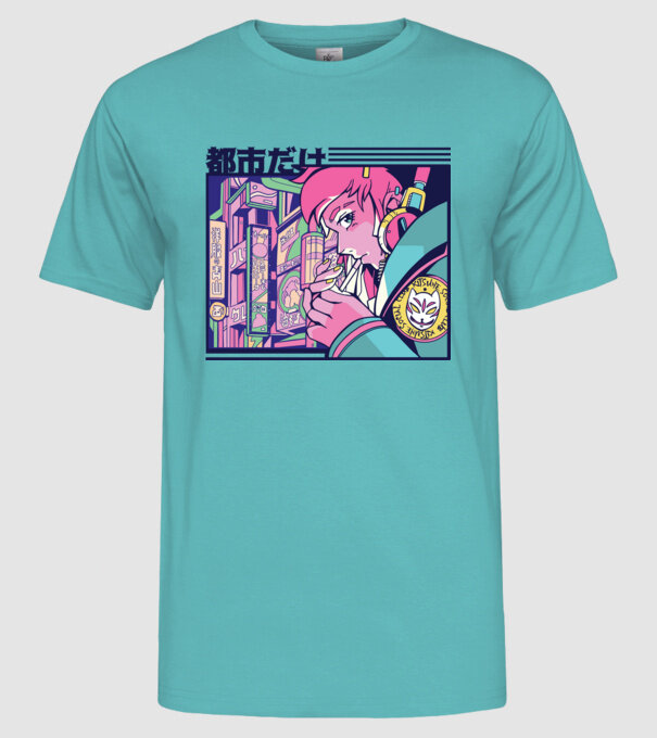 Anime Țigaretă model turcoaz pe tricou