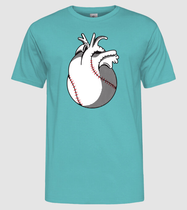 Inimă Baseball model turcoaz pe tricou