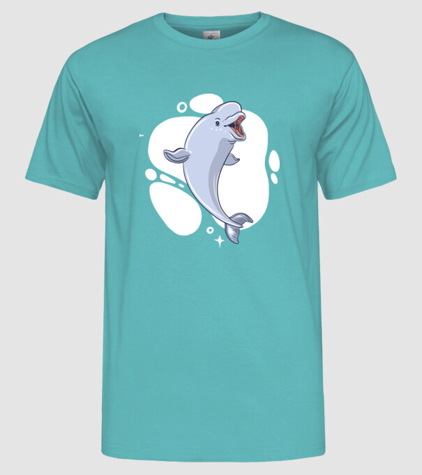 Balenă Beluga model turcoaz pe tricou